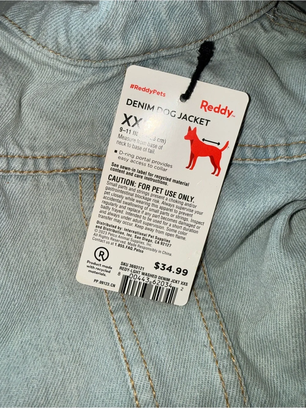 100. reddy Light Blue Denim Jacket dog size xxs